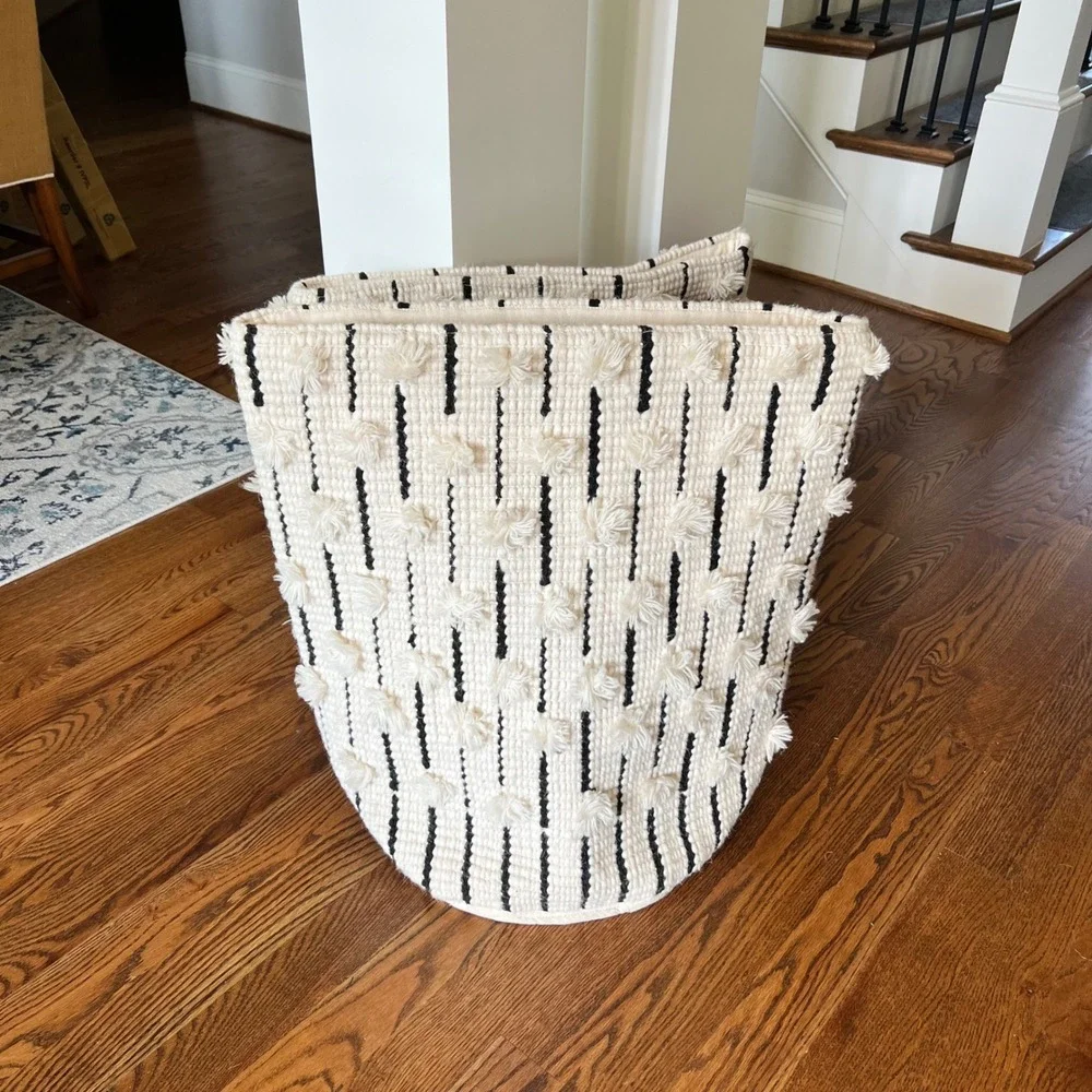 Pottery Barn Lot of 2 PB Dorm Woven Shag Tufted Storage Utility Bin 24x26 NEW